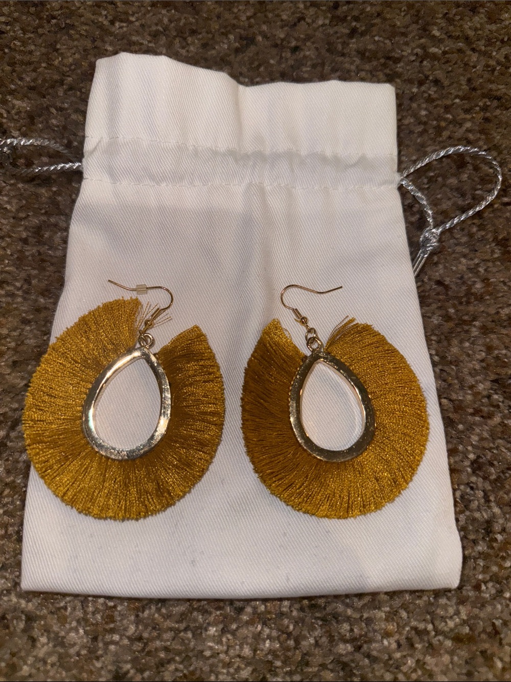 Express Gold Fringe Teardrop Earrings